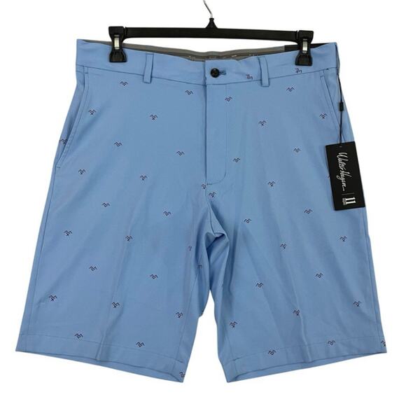 Walter Hagen Perfect 11 Golf Shorts 34 Daybreak Blue Geo Conversational Bird NEW - Picture 1 of 14